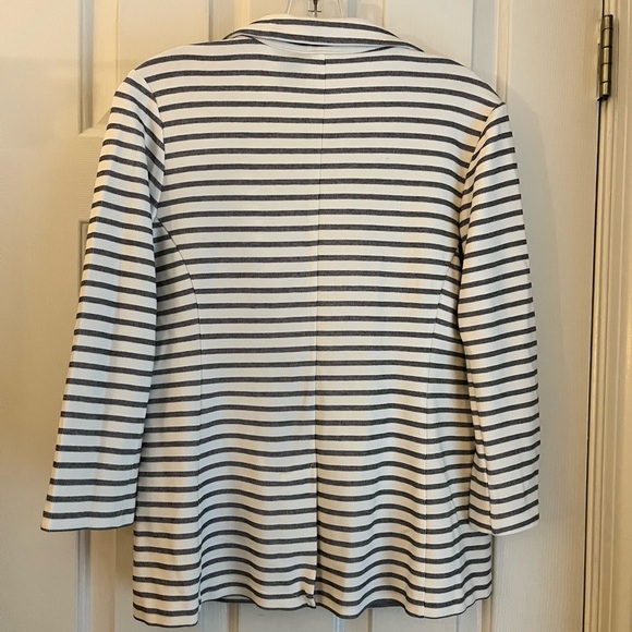 Tahari Striped Blazer Jacket White Black Stretch Button Size M - Picture 5 of 14